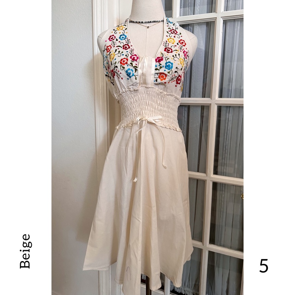 Mexican Hand Embroidered “Venus” Halter Dress.